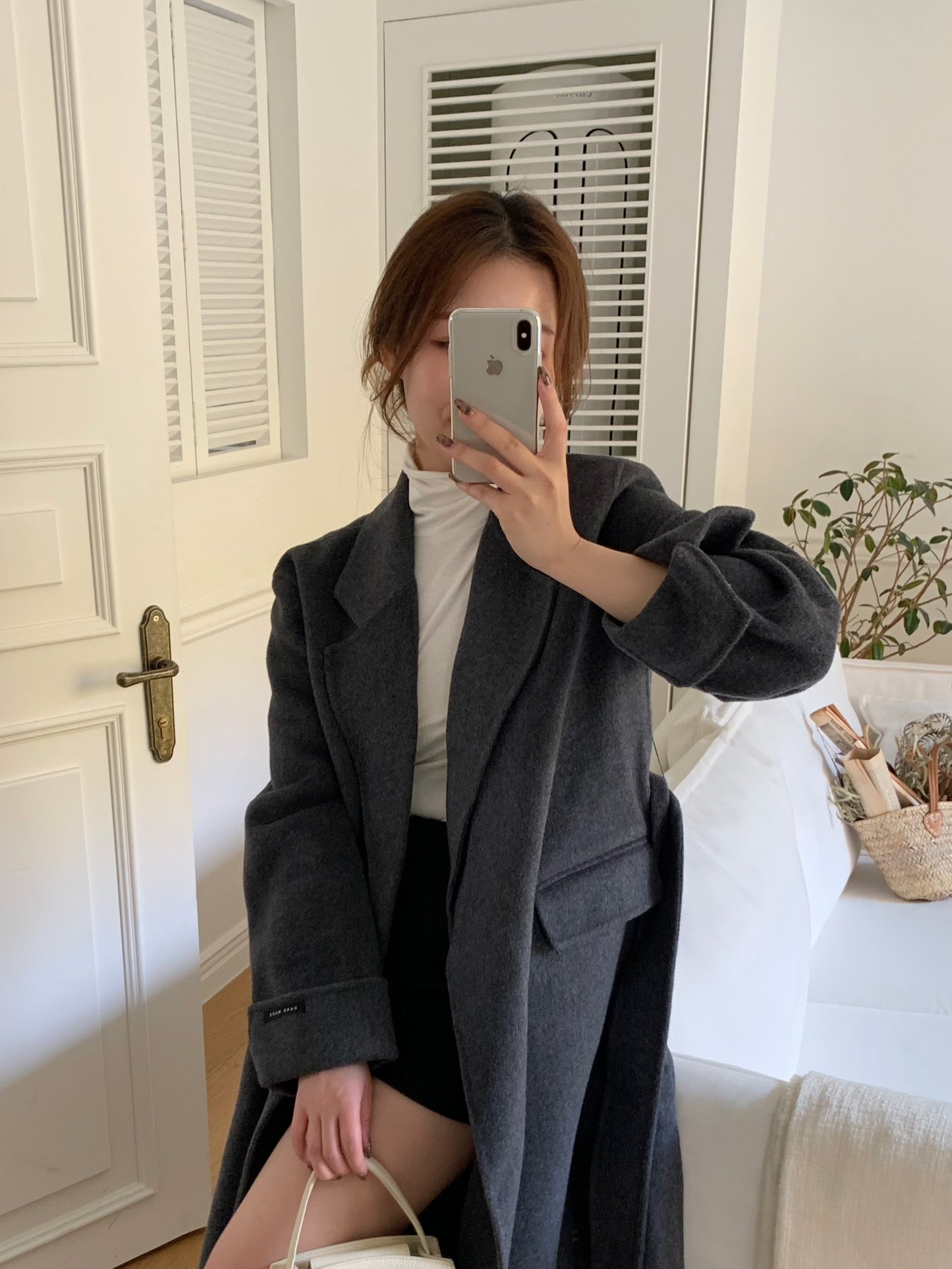 【即納】◆送料無料◆[wool 90％] HAND MADE - luxury long coat / charcoal gray