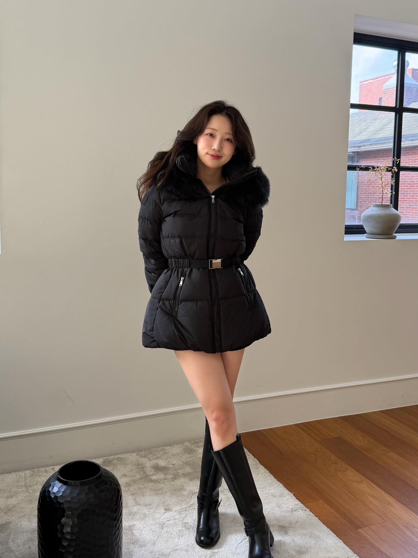 【予約】◆送料無料◆side pocket short down jacket / black