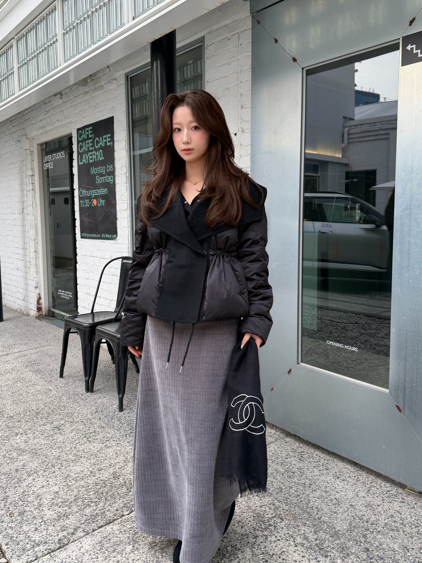 【予約】shawl collar light down / black