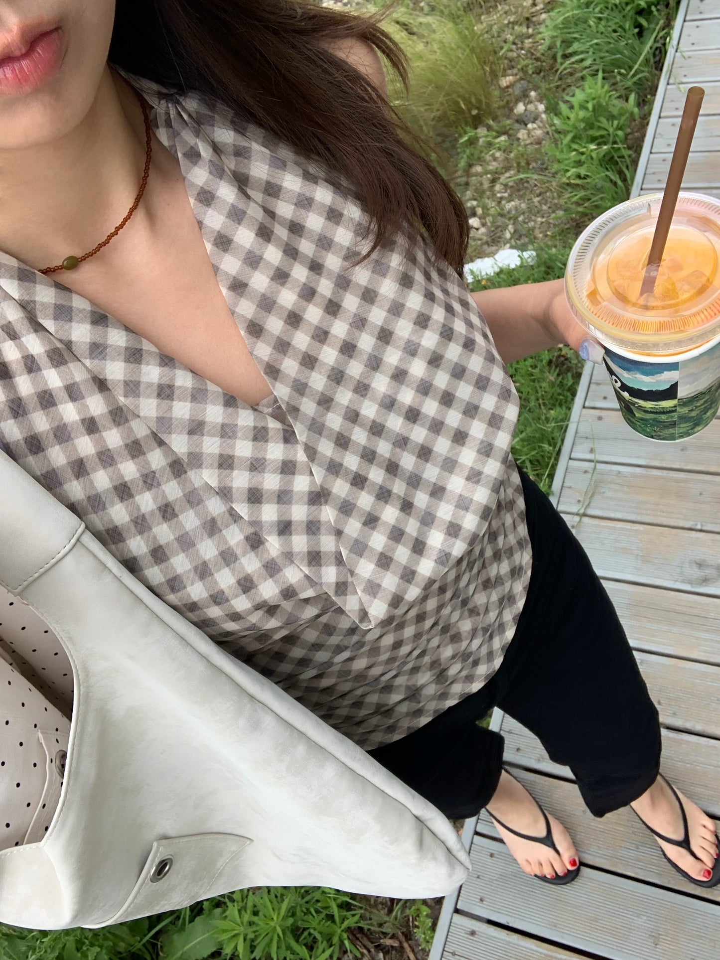 check holter neck blouse / 2color