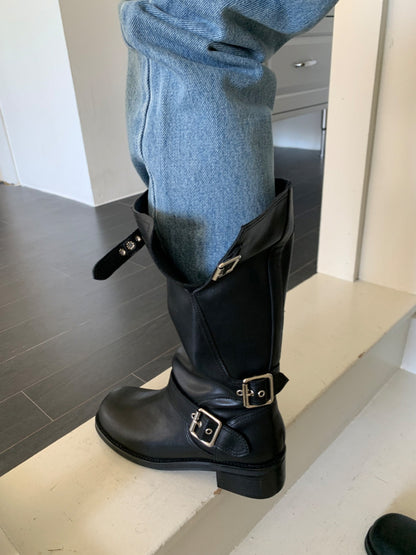 suede belt middle boots (本革) / 3color
