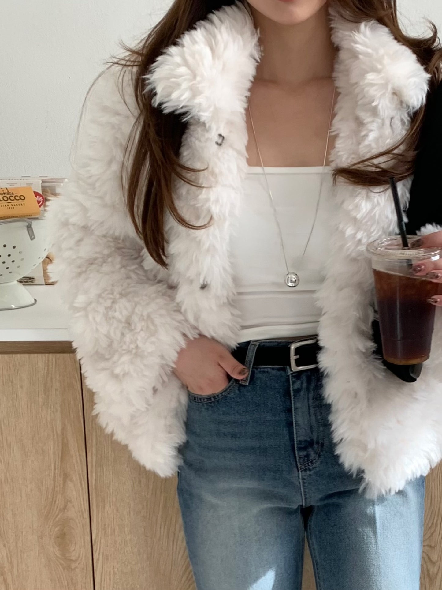 【予約】cotton candy fur jacket / milk white