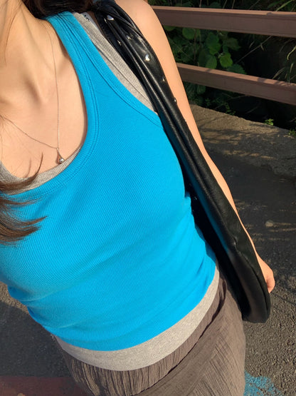 sleeve less round neck top / 6color
