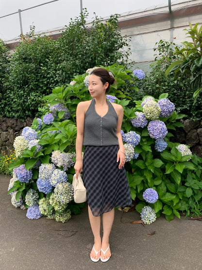 middle check skirt / 2color
