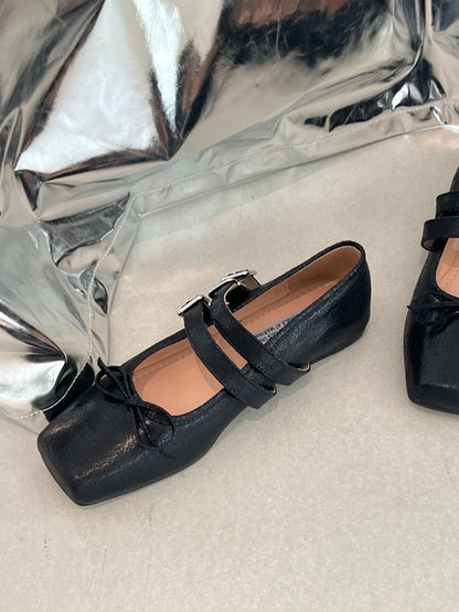 【送料無料】double belt ballerina shoes / 2color