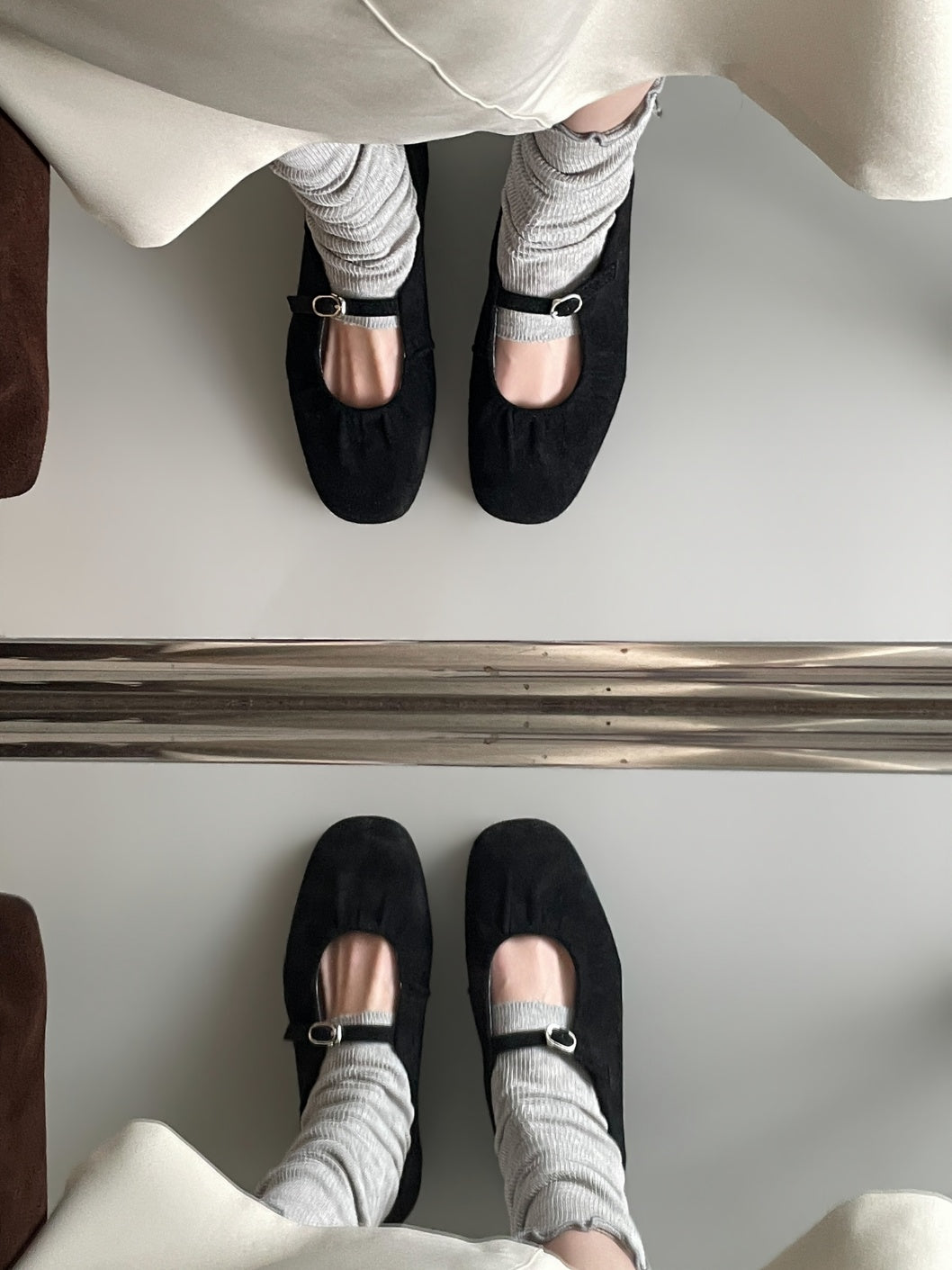 strap gather flat shoes / 2color