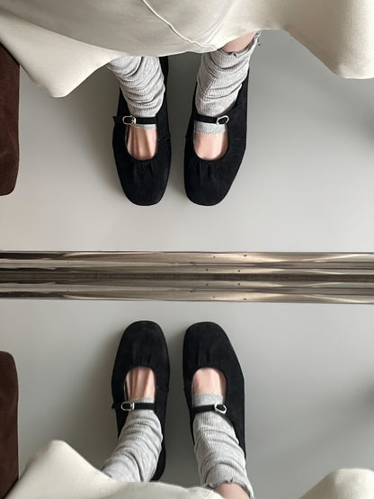 strap gather flat shoes / 2color