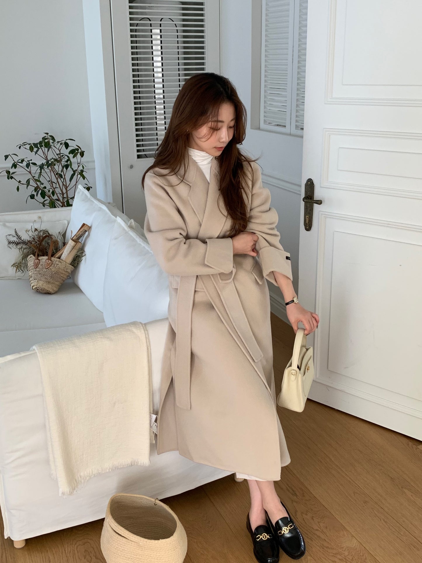 【即納】◆送料無料◆[wool 90％] HAND MADE - luxury long coat / light beige