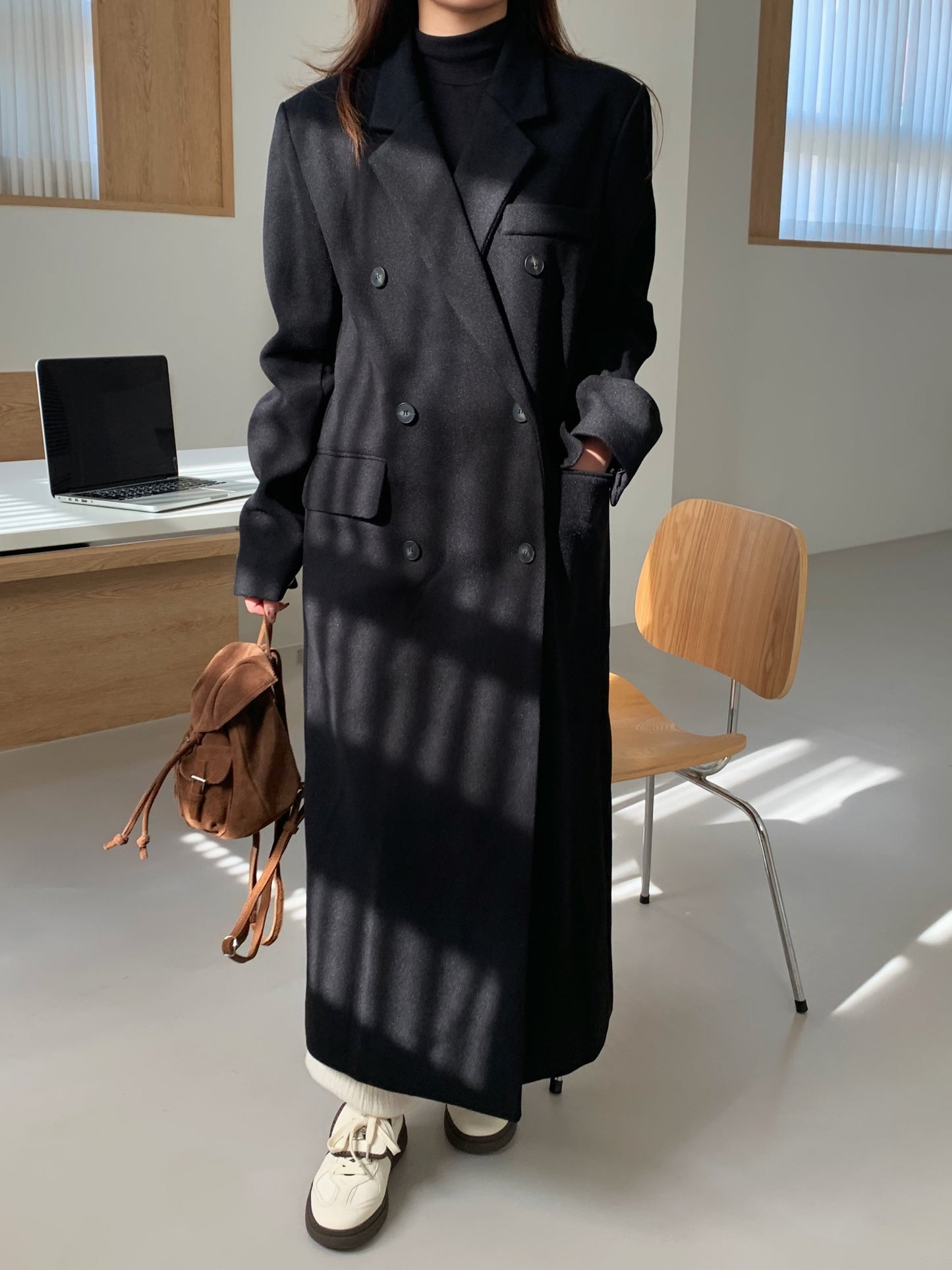 【即納】double bottun over chester coat / black