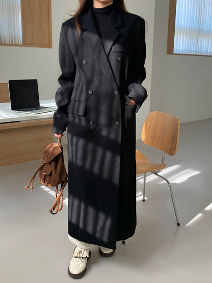 【即納】double bottun over chester coat / black