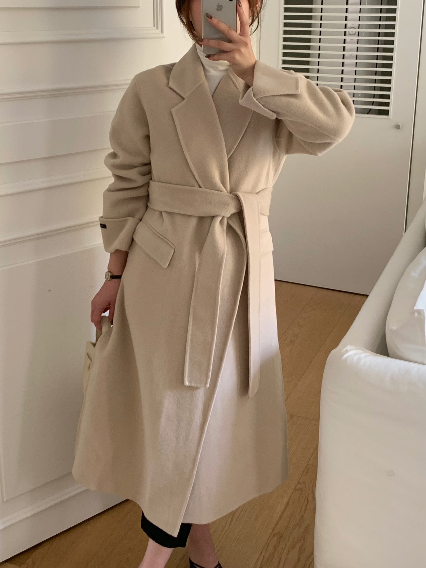 【即納】◆送料無料◆[wool 90％] HAND MADE - luxury long coat / light beige