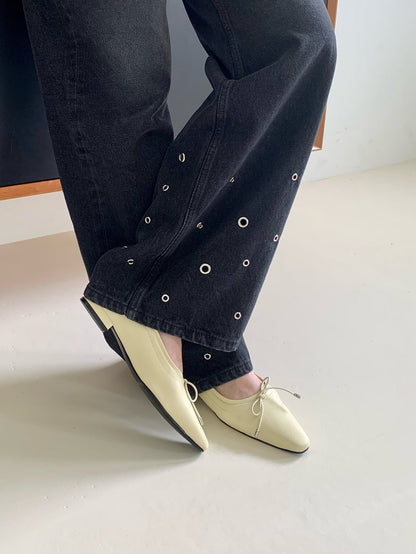 【送料無料】pointed ribbon flat shoes / 3color
