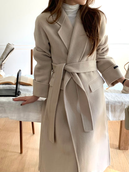 【即納】◆送料無料◆[wool 90％] HAND MADE - luxury long coat / light beige