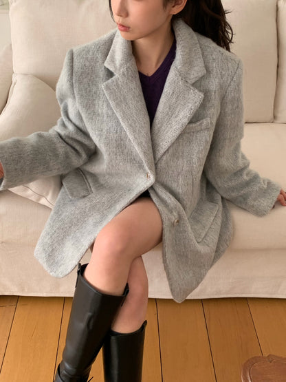 【予約】shaggy overfit jacket coat / light gray