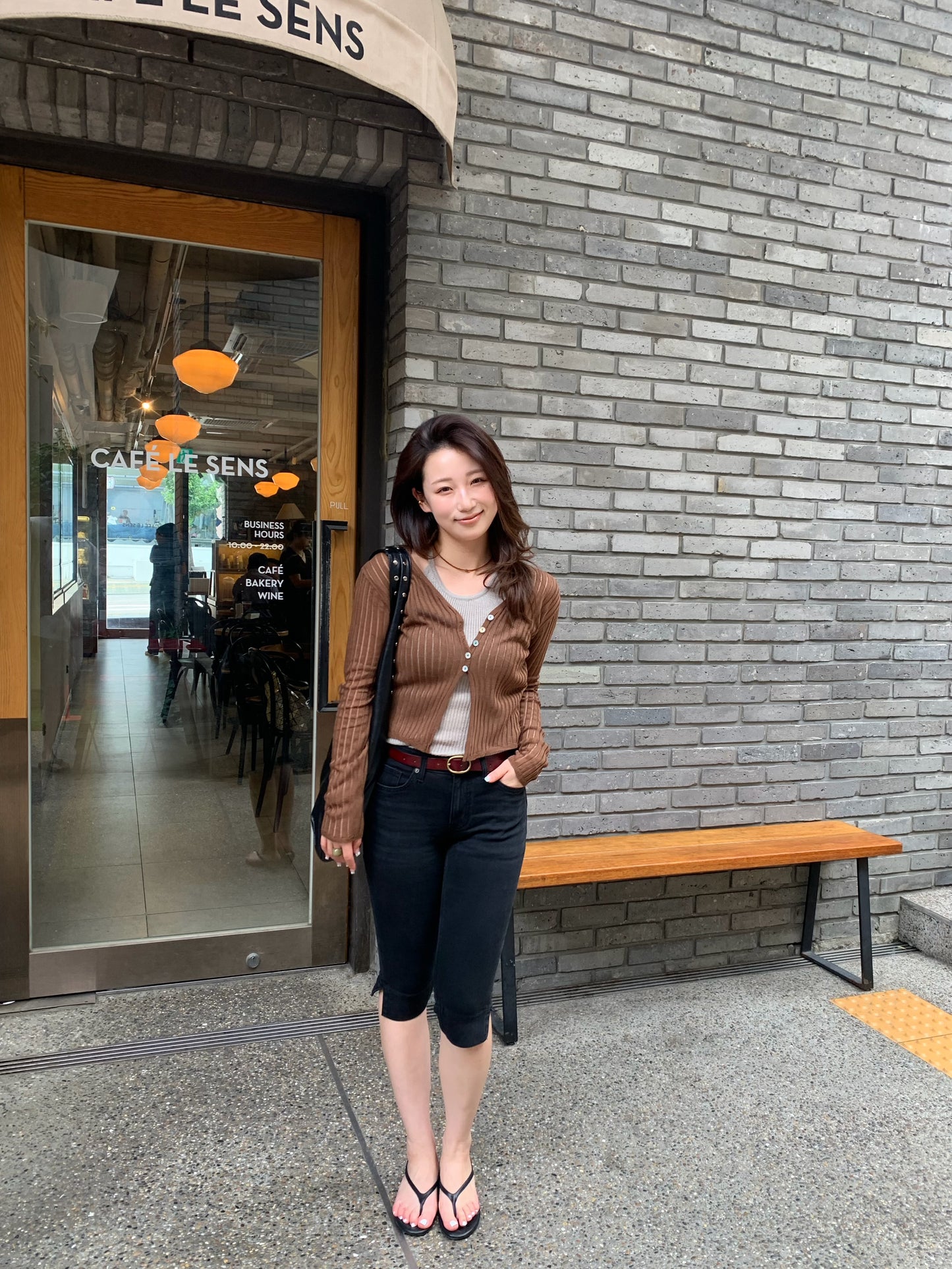 half denim slim pants