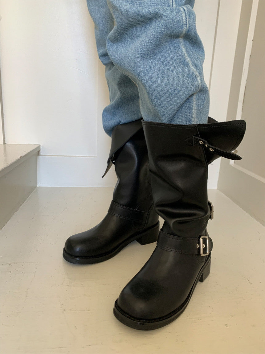 suede belt middle boots (本革) / 3color