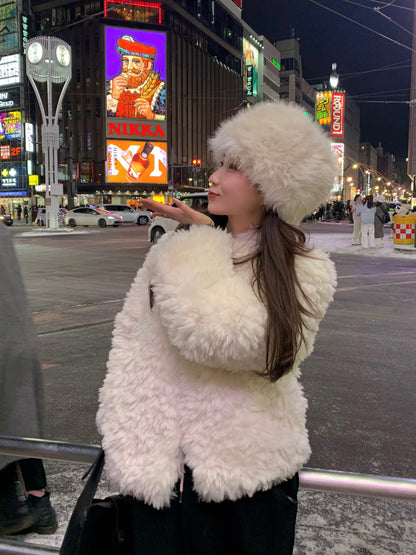 【予約】cotton candy fur jacket / milk white