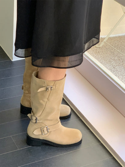 suede belt middle boots (本革) / 3color