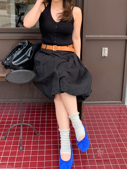 double belt balloon skirt / 2color