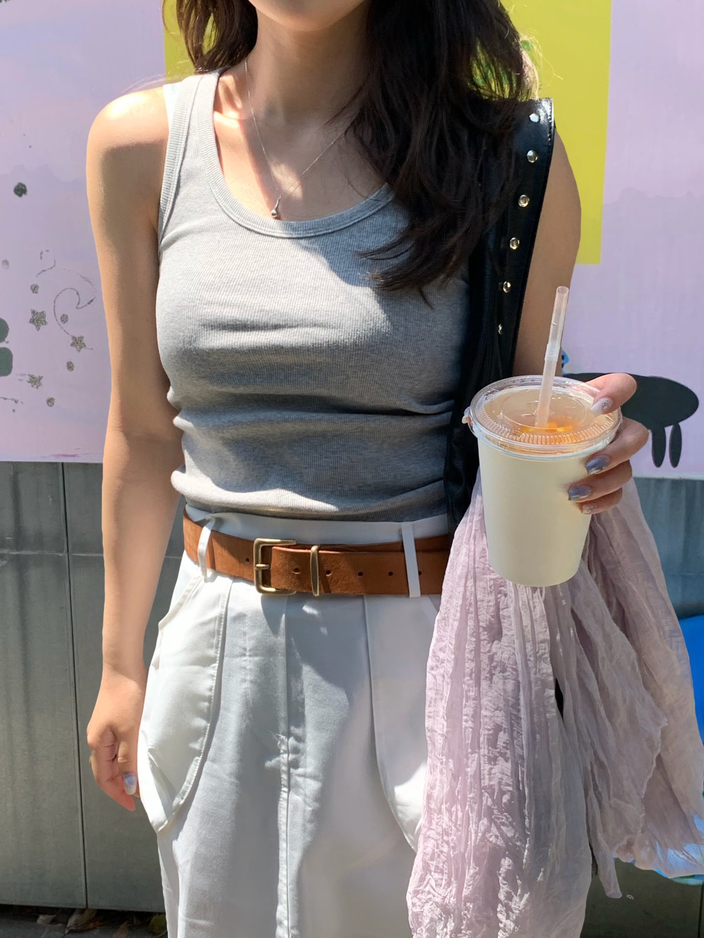 sleeve less round neck top / 6color