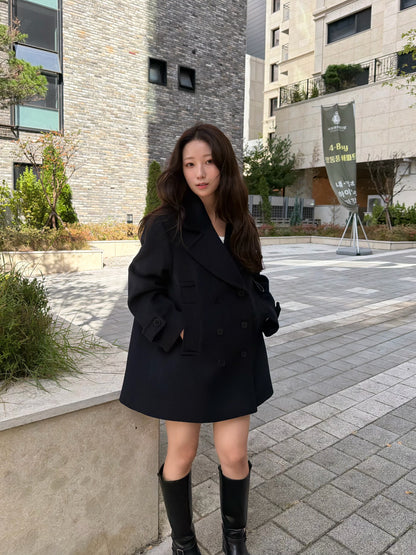 【予約】◆送料無料◆middle feminine Pcoat  / navy