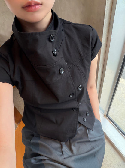 double button trench blouse / 2color
