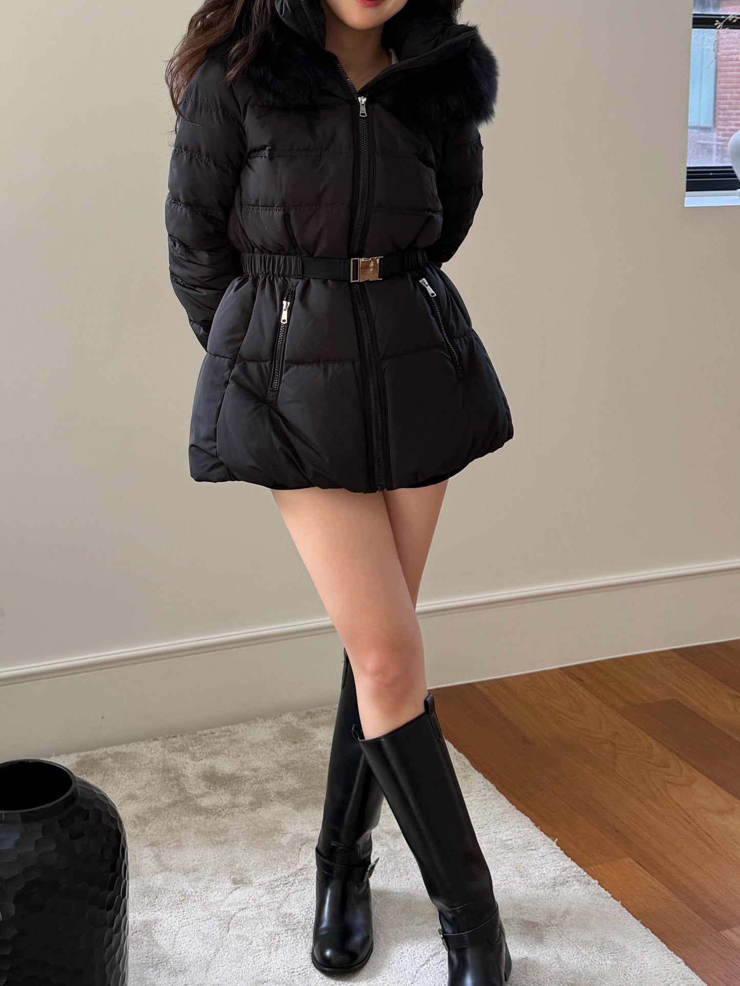 【予約】◆送料無料◆side pocket short down jacket / black