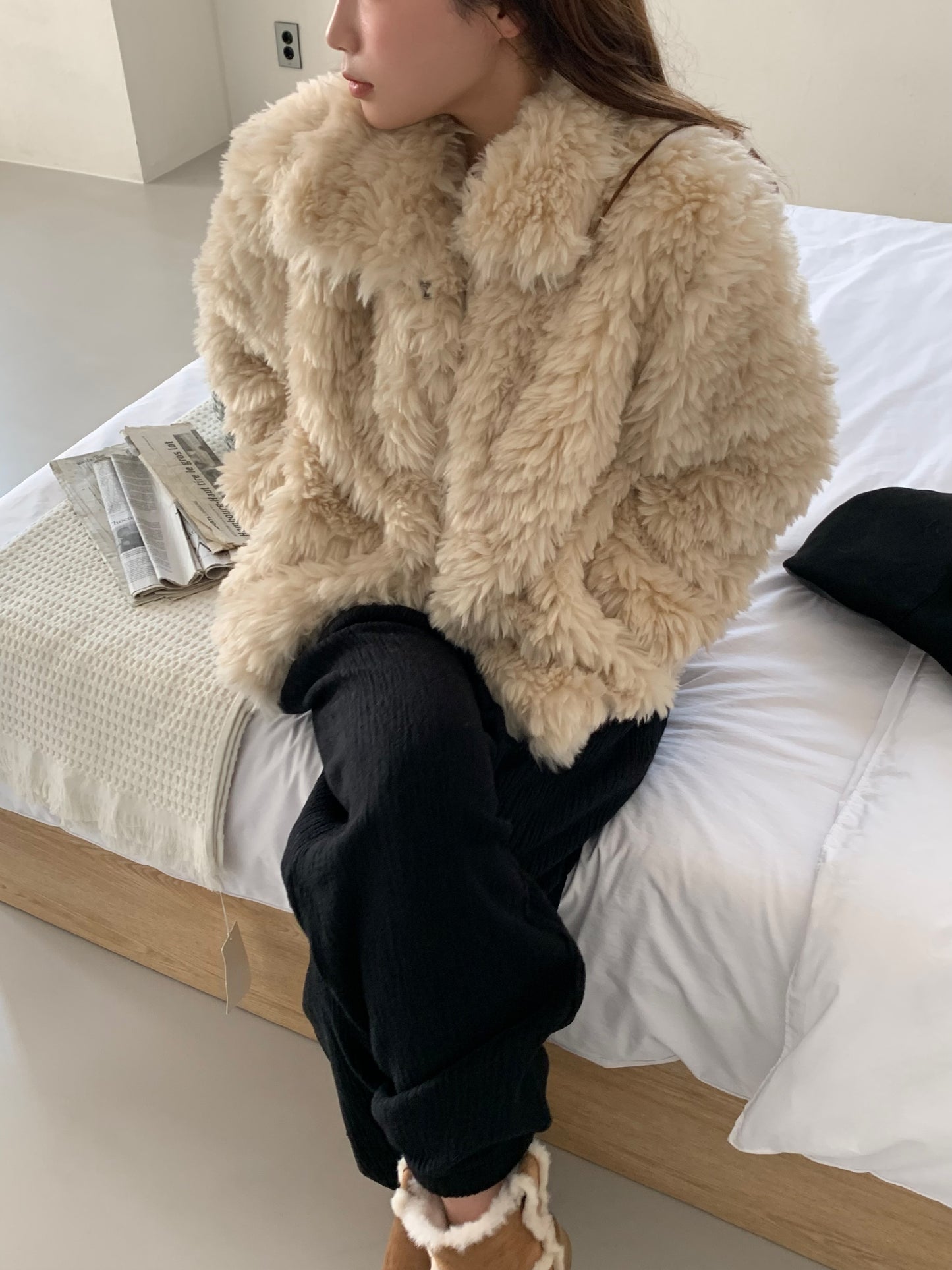 【予約】cotton candy fur jacket / camel