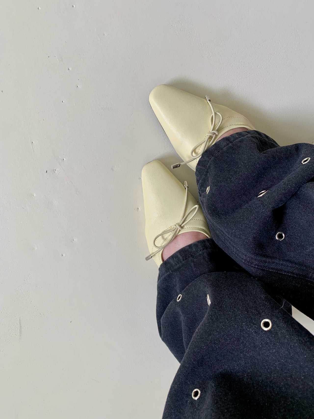 【送料無料】pointed ribbon flat shoes / 3color