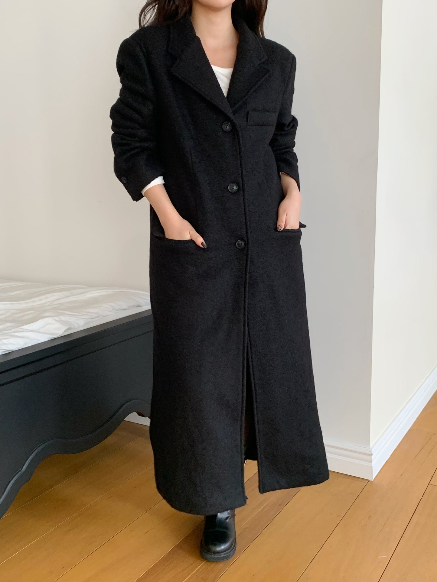 【予約】◆送料無料◆teddy long coat  / black