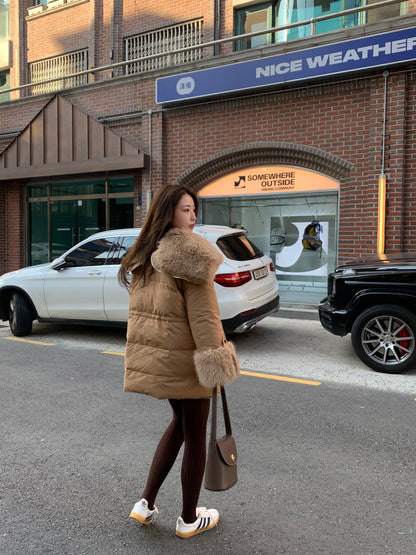 【即納】◆送料無料◆ double button middle fur down