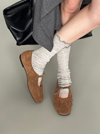 strap gather flat shoes / 2color