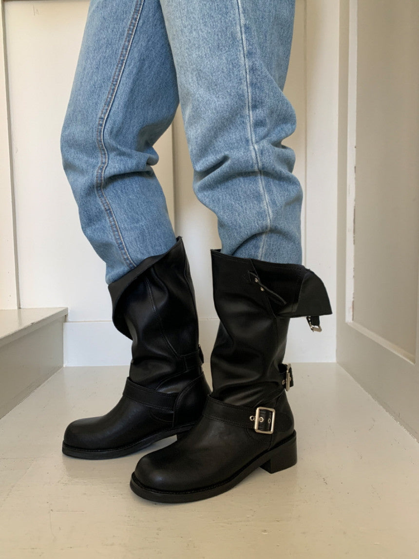 suede belt middle boots (本革) / 3color