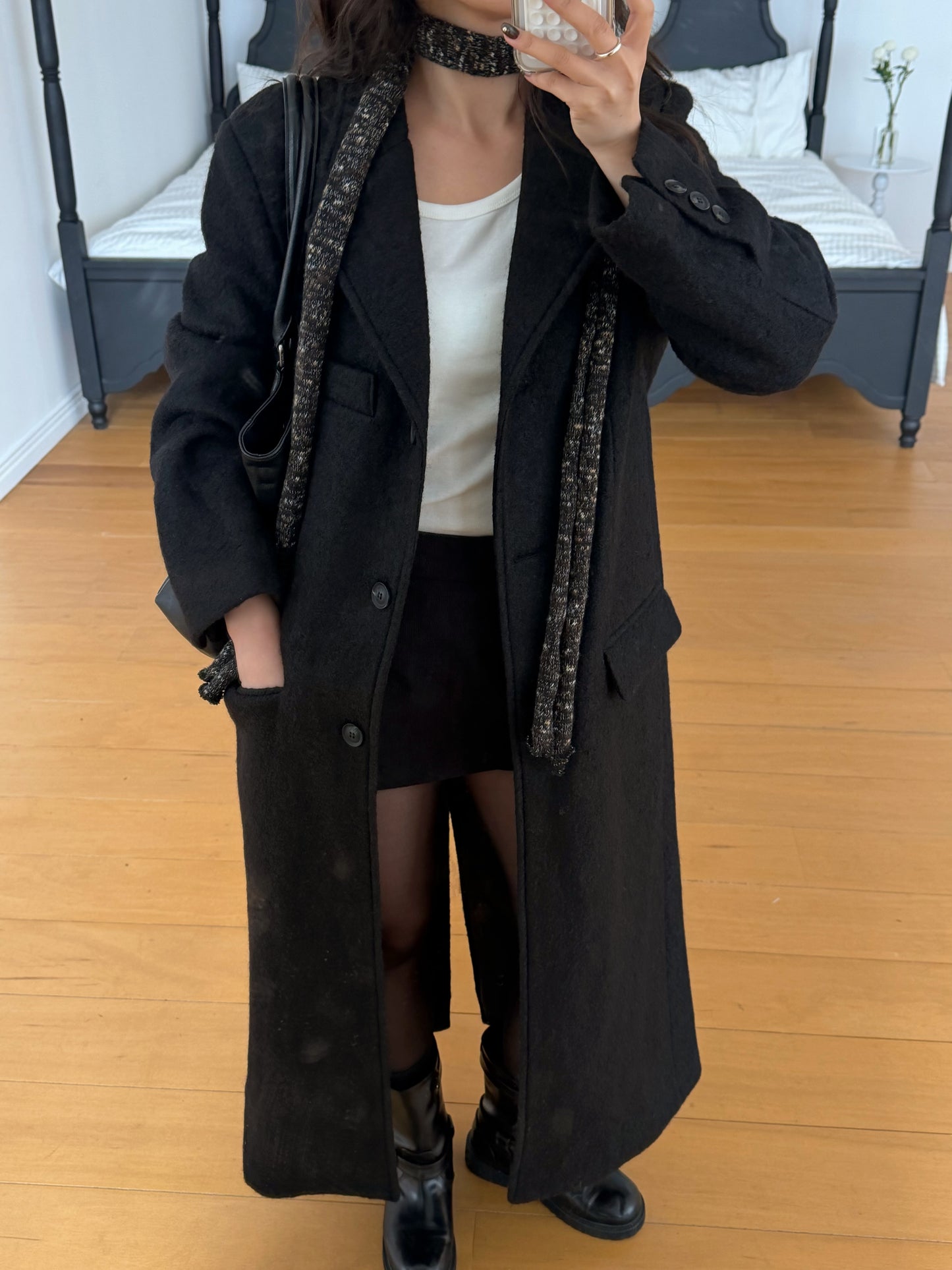 【予約】◆送料無料◆teddy long coat  / black