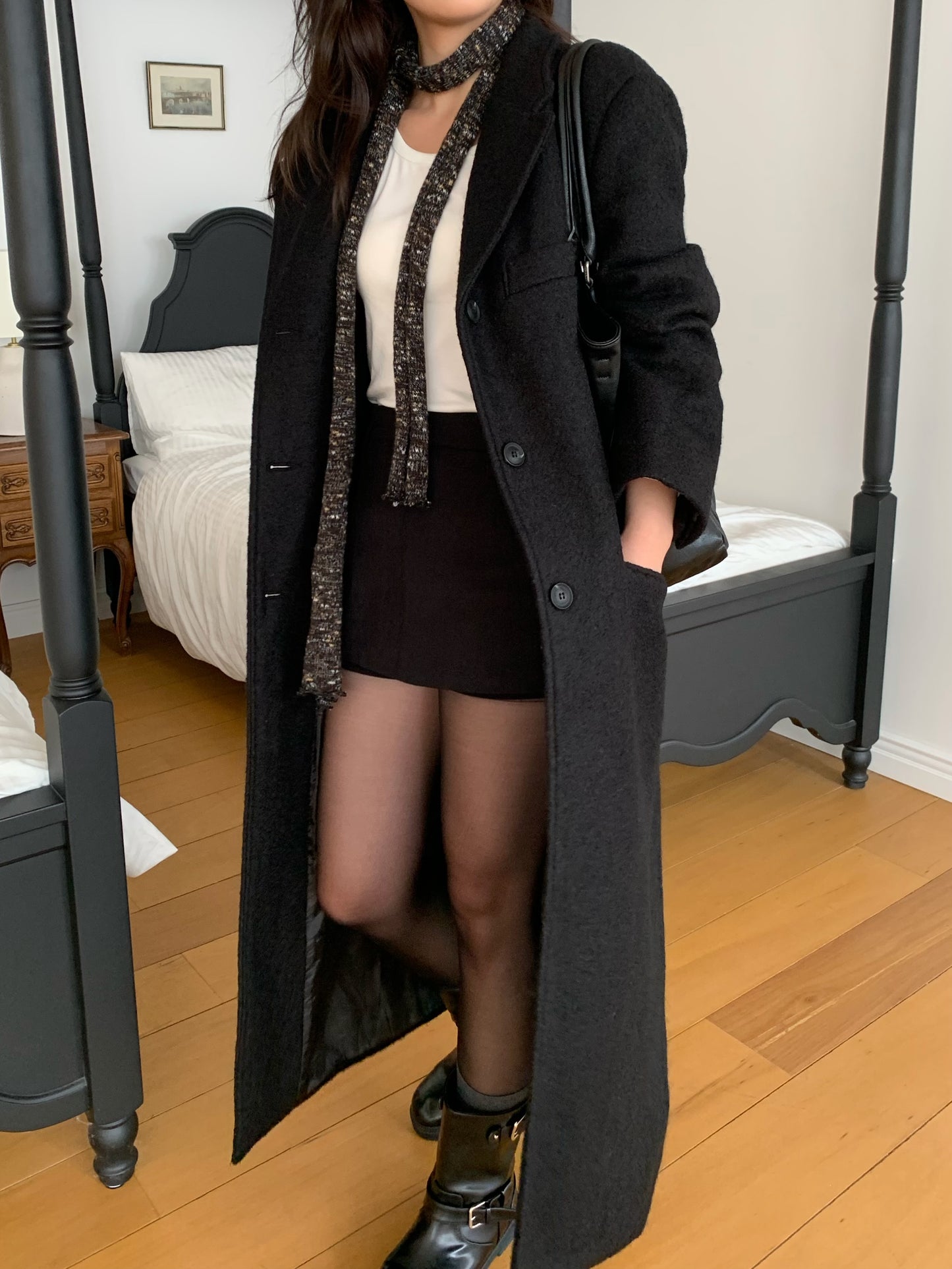 【予約】◆送料無料◆teddy long coat  / black