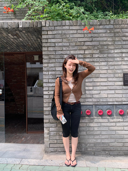 half denim slim pants