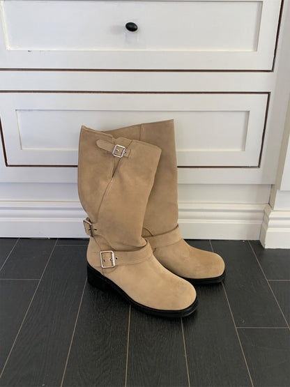 suede belt middle boots (本革) / 3color