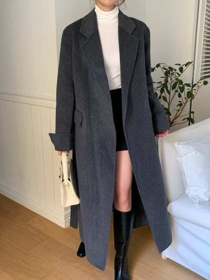 【即納】◆送料無料◆[wool 90％] HAND MADE - luxury long coat / charcoal gray