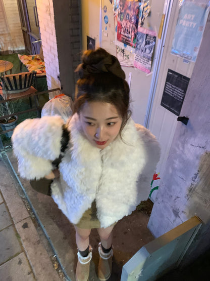 【予約】cotton candy fur jacket / milk white
