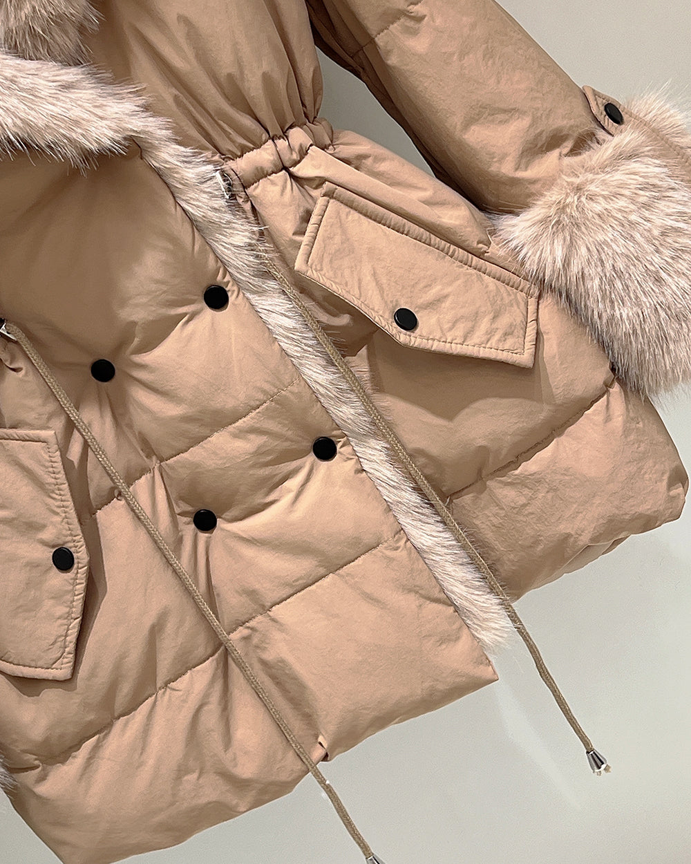 【即納】◆送料無料◆ double button middle fur down