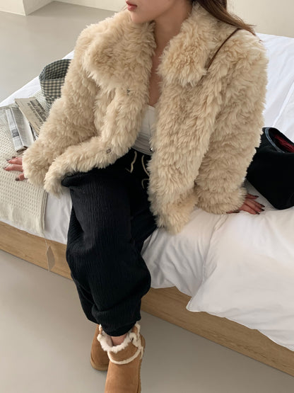 【予約】cotton candy fur jacket / camel