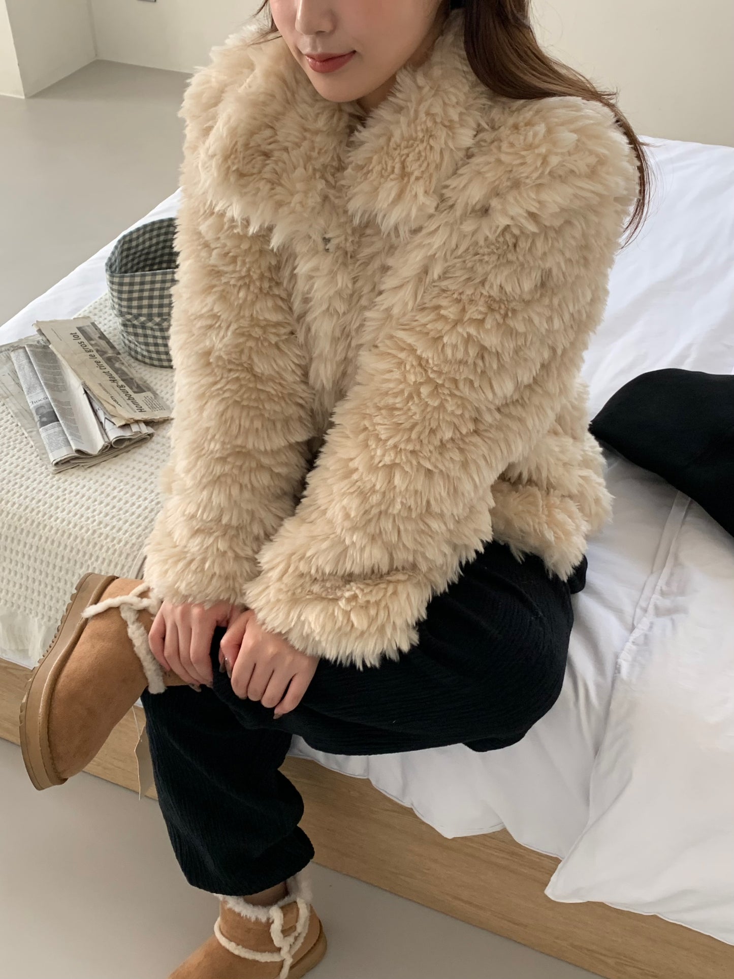 【予約】cotton candy fur jacket / camel