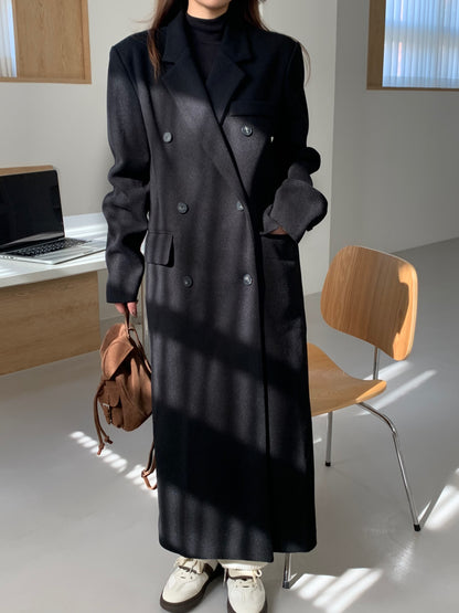 【即納】double bottun over chester coat / black