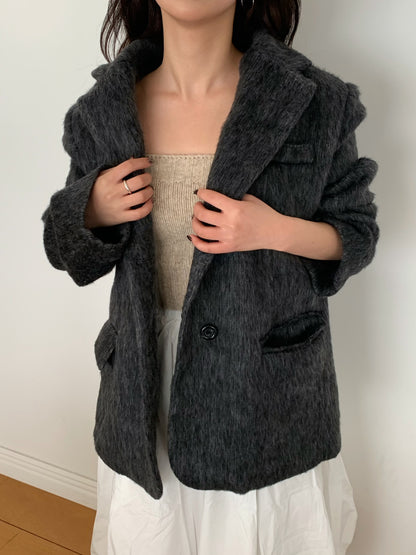 【予約】shaggy overfit jacket coat / ash black