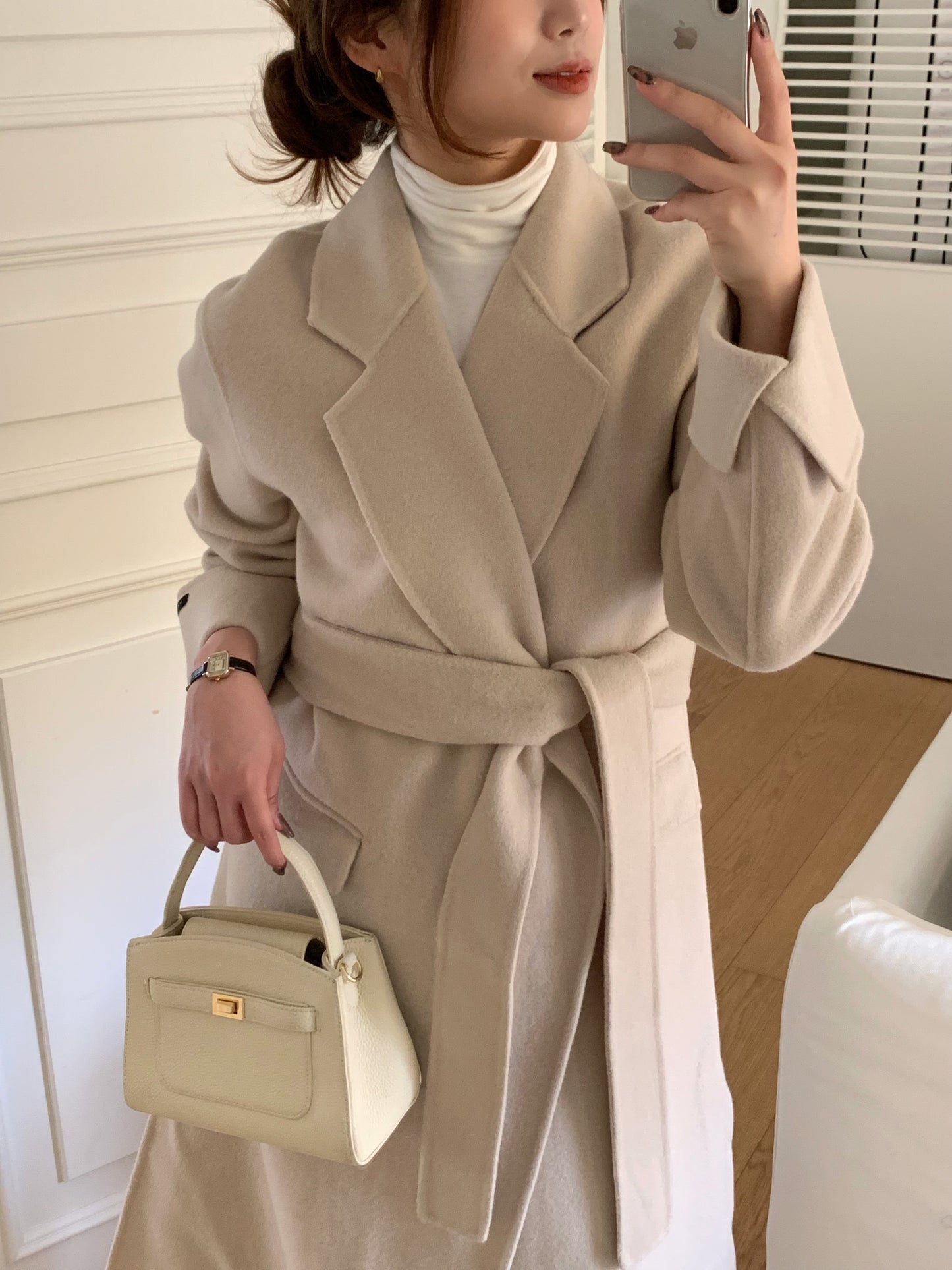 【即納】◆送料無料◆[wool 90％] HAND MADE - luxury long coat / light beige