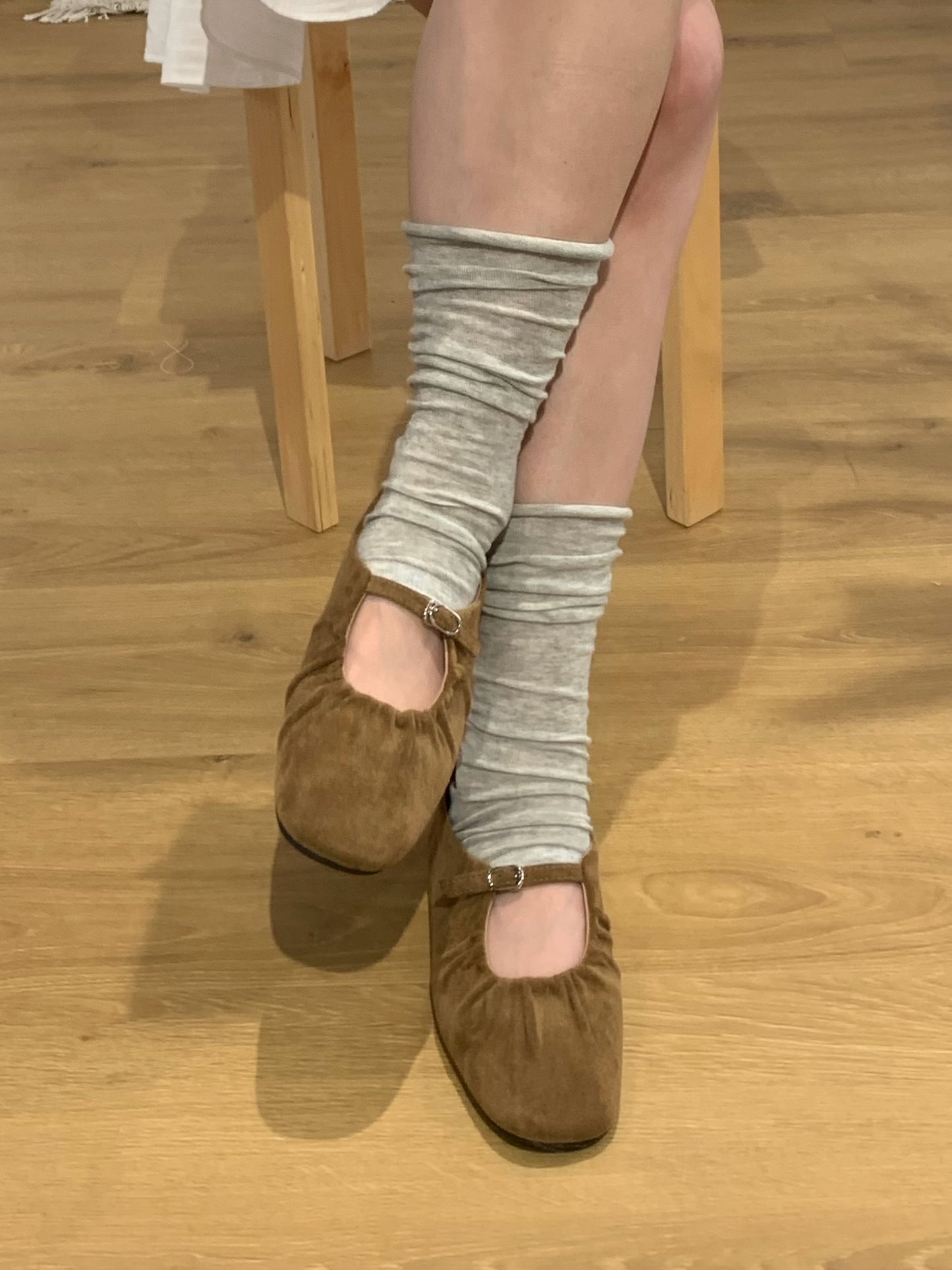 strap gather flat shoes / 2color