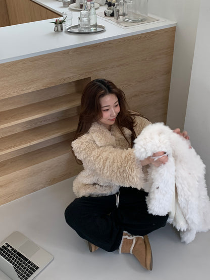 【予約】cotton candy fur jacket / camel