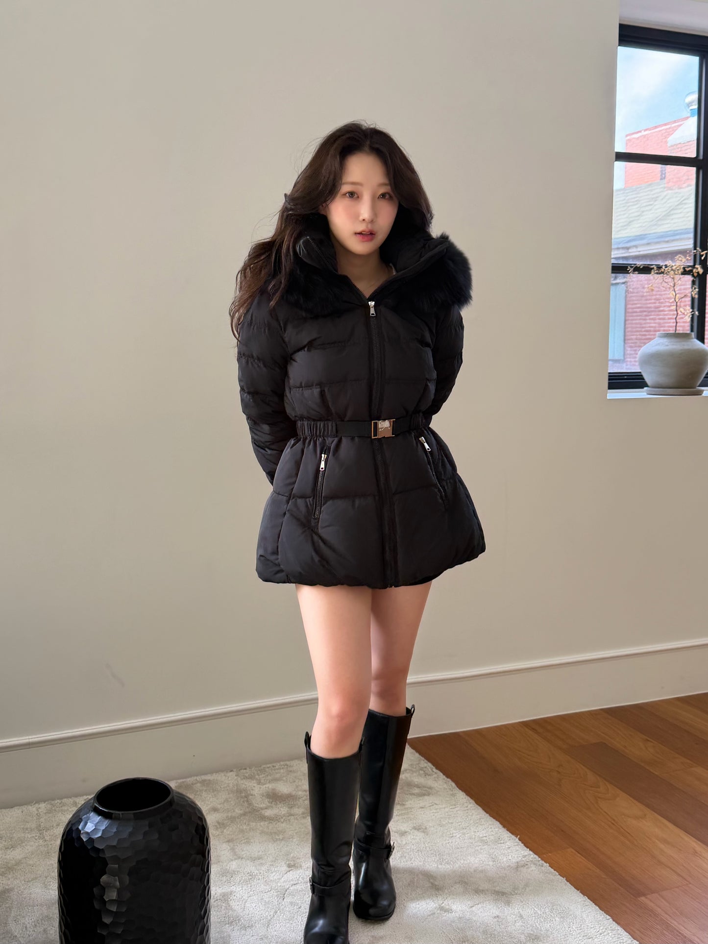 【予約】◆送料無料◆side pocket short down jacket / black