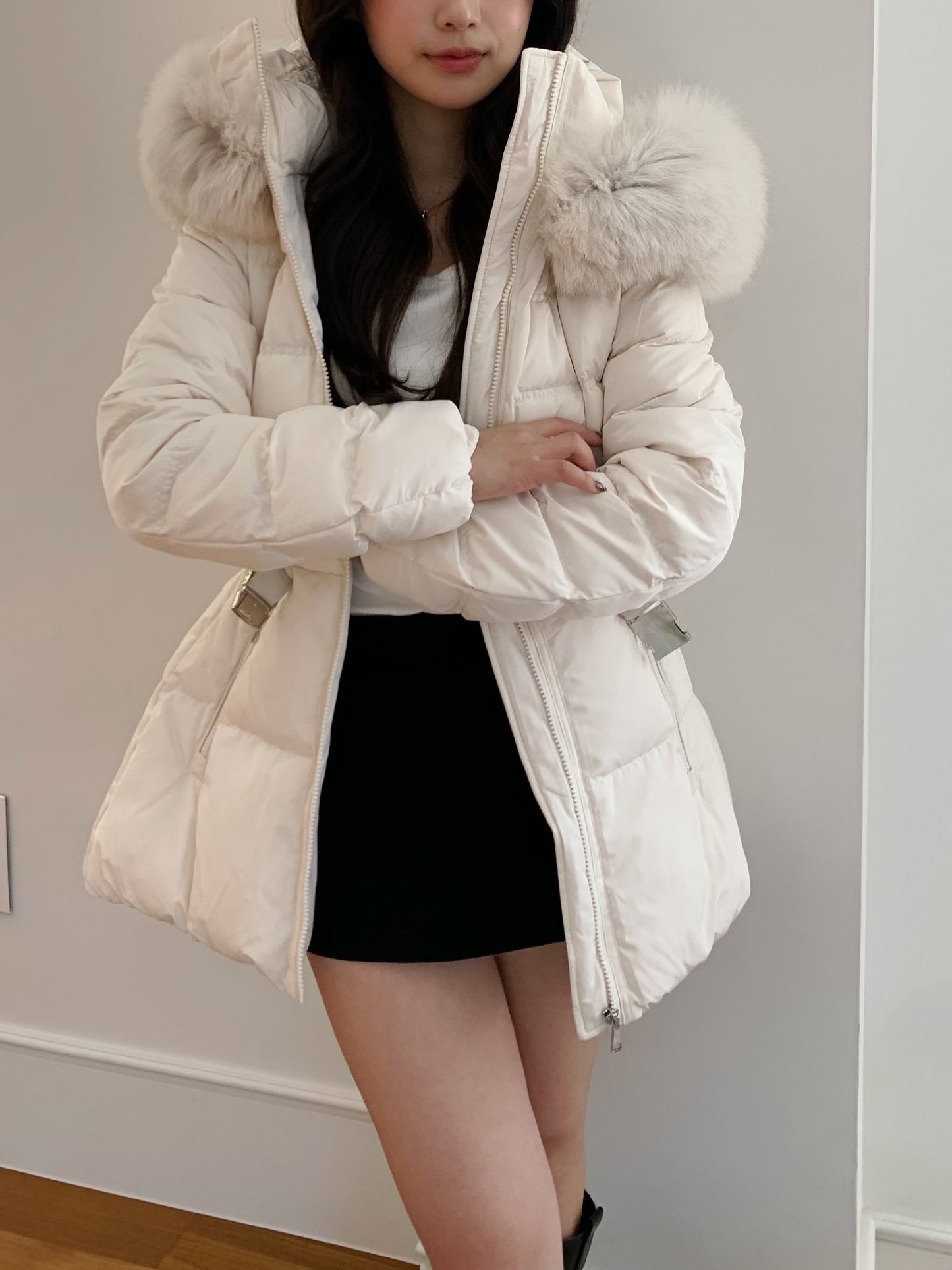 【予約】◆送料無料◆side pocket short down jacket / ivory