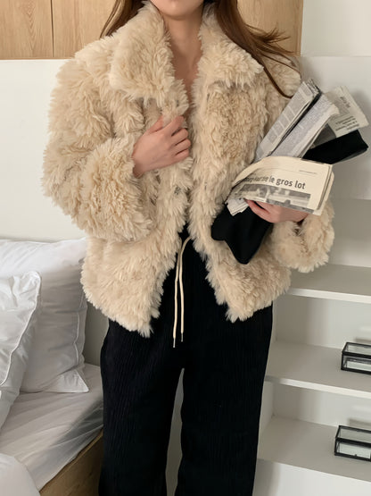 【予約】cotton candy fur jacket / camel